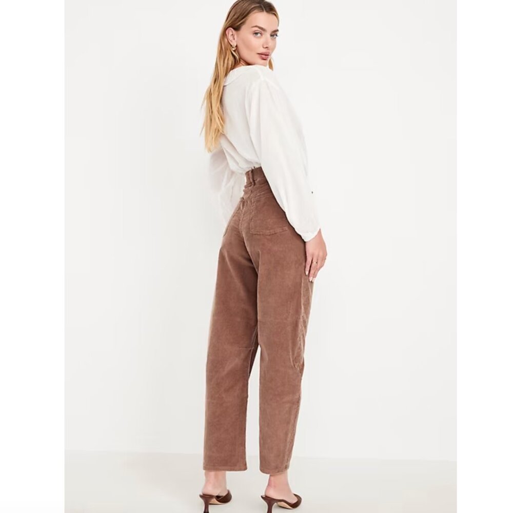 High-Waisted Barrel Ankle Corduroy Pants - Picture 3 of 5